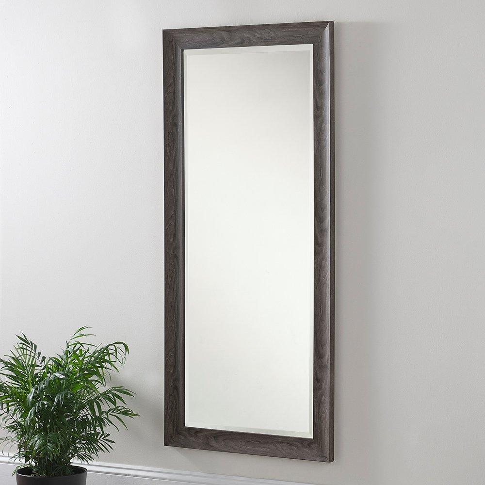 Rustic Grey Wood Effect Scooped Framed Mirror 168x76cm
